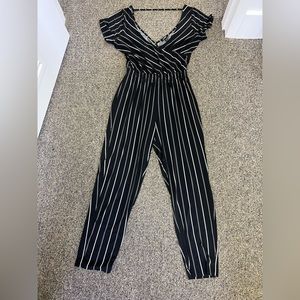 Black pinstripe jumpsuit